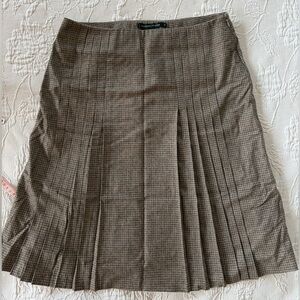 Adrienne Vittadini Brown Houndstooth Wool Skirt